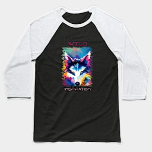 Wolf Wild Nature Animal Colors Art Painting Baseball T-Shirt